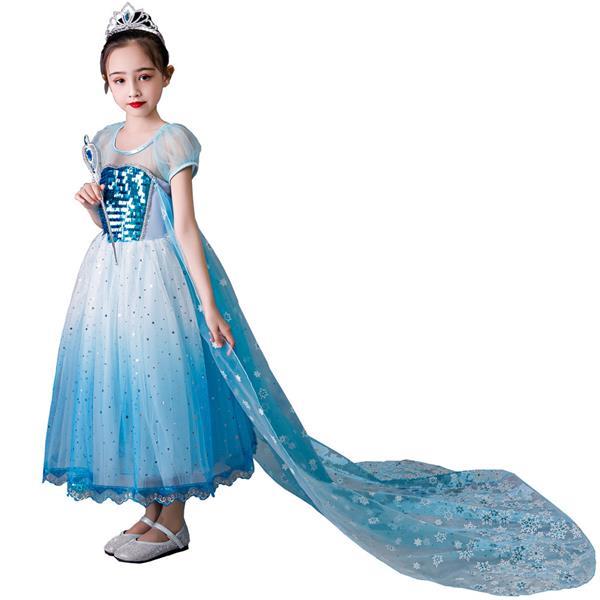 Grote foto frozen elsa blauwe prinsessenjurk accessoires kleding dames verkleedkleding