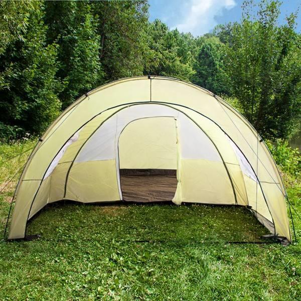 Grote foto xxl camping tent waterdicht 4 6 personen tunneltent beige caravans en kamperen tenten