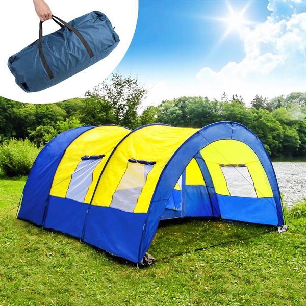Grote foto xxl camping tent waterdicht 4 6 personen tunneltent blauw caravans en kamperen tenten