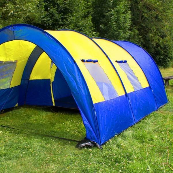 Grote foto xxl camping tent waterdicht 4 6 personen tunneltent blauw caravans en kamperen tenten