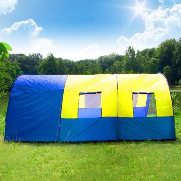 Grote foto xxl camping tent waterdicht 4 6 personen tunneltent blauw caravans en kamperen tenten