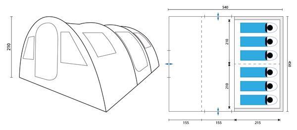 Grote foto bungalowtent tent familietent 6 personen camping caravans en kamperen tenten