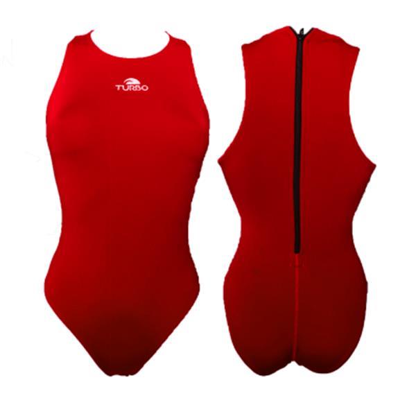 Grote foto special made turbo waterpolobadpak comfort rood levertijd kleding dames badmode en zwemkleding