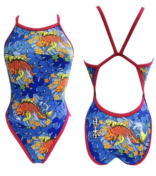 Grote foto special made turbo sportbadpak japan vibes blauw levertijd kleding dames badmode en zwemkleding