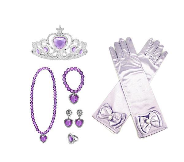Grote foto lila prinsessenhandschoenen tiara kroon juwelen voor kinderen en baby overige