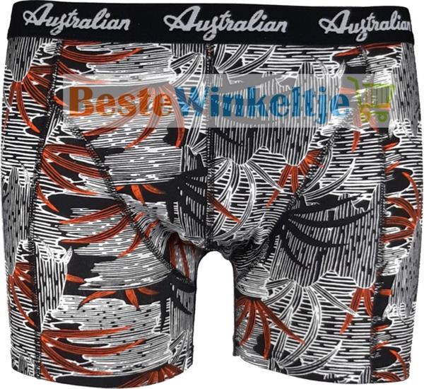 Grote foto australian heren boxers palmtree zwart oranje 2 pack m maat kleding heren ondergoed
