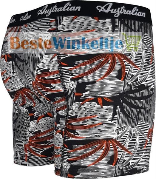 Grote foto australian heren boxers palmtree zwart oranje 2 pack m maat kleding heren ondergoed