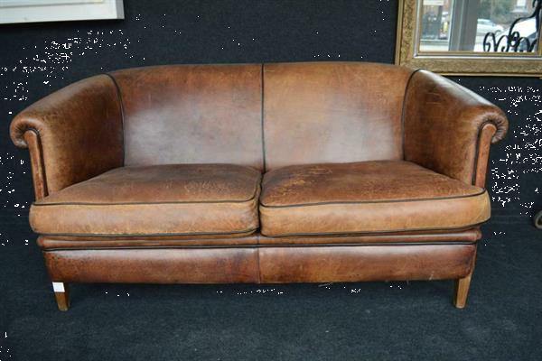 Grote foto schapenleren bank antiek en kunst stoelen en banken