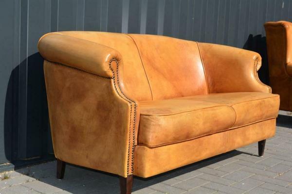 Grote foto schapenleren bank 2 zits antiek en kunst stoelen en banken