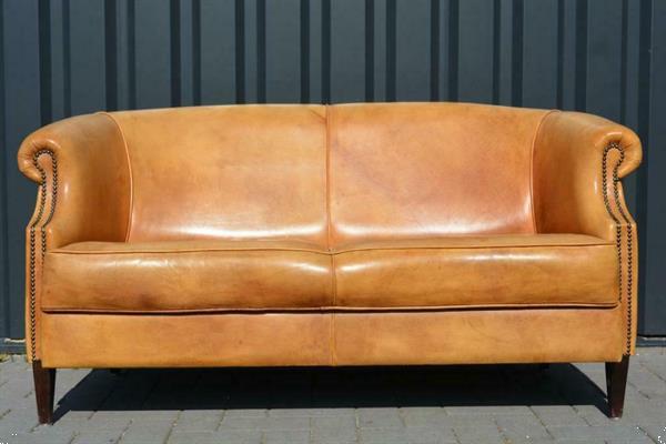 Grote foto schapenleren bank 2 zits antiek en kunst stoelen en banken