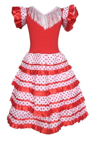 Grote foto spaanse jurk rood wit maat 4 lengte 65 cm kledingmaat 92 kinderen en baby overige