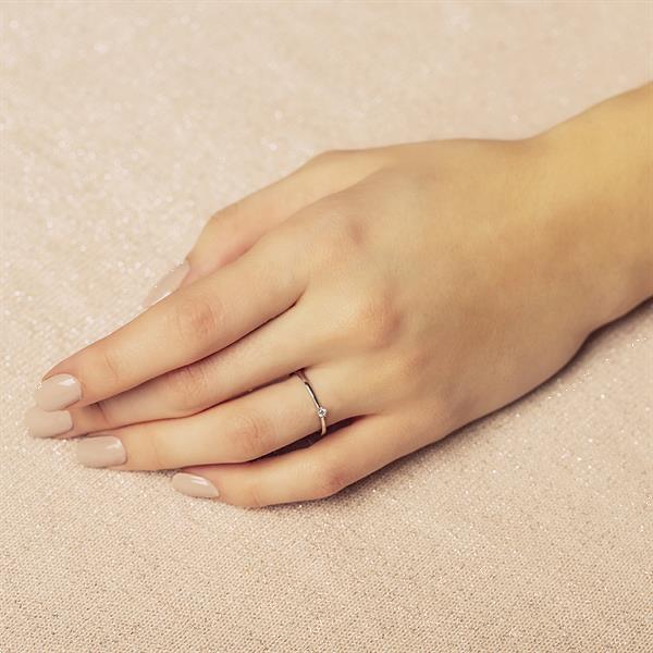 Grote foto solitair ring 14 karaat witgoud met 0.05 ct. diamant 50 sieraden tassen en uiterlijk ringen voor haar