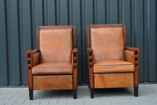 Grote foto schapenleren fauteuils art deco antiek en kunst stoelen en banken