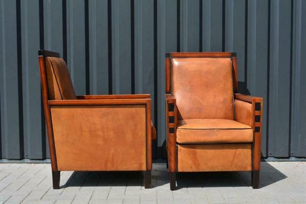 Grote foto schapenleren fauteuils art deco antiek en kunst stoelen en banken