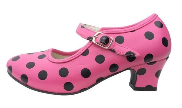 Grote foto spaanse schoenen roze zwart maat 22 binnenmaat 15 cm kinderen en baby schoenen voor meisjes