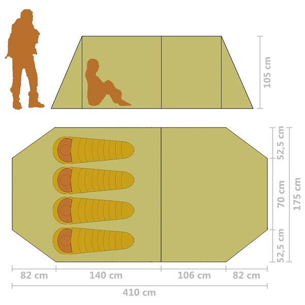 Grote foto vidaxl tent 4 persoons grijs en oranje caravans en kamperen kampeertoebehoren