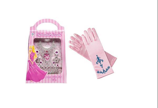 Grote foto prinsessen accessoireset splendid korte roze handschoenen kleding dames verkleedkleding