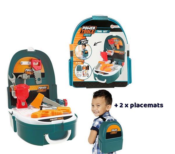 Grote foto toi toys gereedschapsset in rugzak blauw 32 cm gratis 2 x kinderen en baby overige