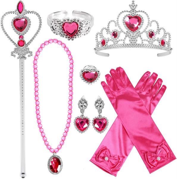 Grote foto prinsessen felroze accessoireset juwelen toverstaf kroon kleding dames verkleedkleding