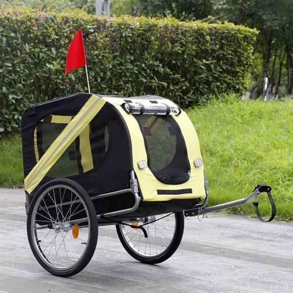 Grote foto hondenkar waterdicht fietskar trailer geel zwart hond opvouw dieren en toebehoren toebehoren