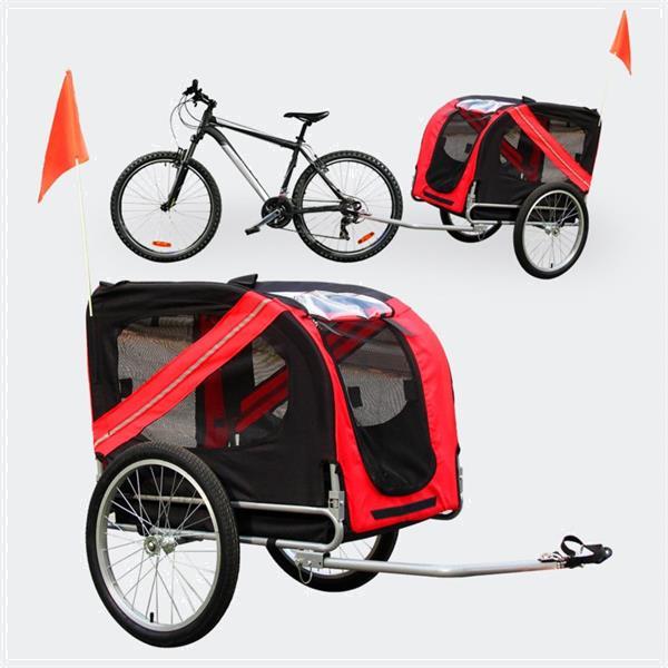 Grote foto hondenkar waterdicht fietskar trailer rood zwart hond opvouw dieren en toebehoren toebehoren