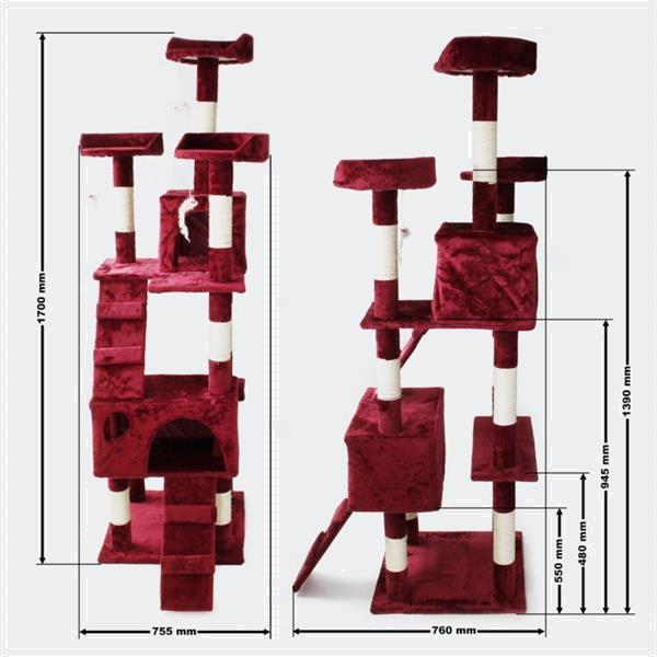 Grote foto krabpaal krabboom kattenboom wijnrood 170cm dieren en toebehoren katten accessoires