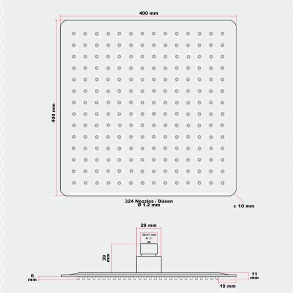 Grote foto regendouche douchekop vierkant rvs 40x40cm doe het zelf en verbouw sanitair