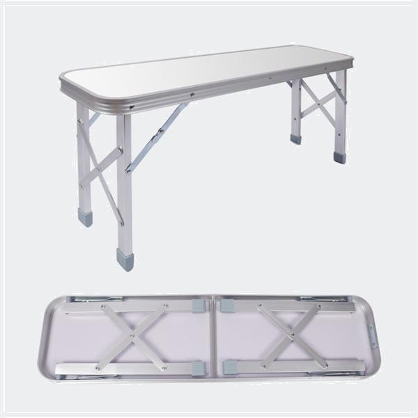 Grote foto opvouwbare campingtafel alu met 2 banken in zilver 90x66x70c caravans en kamperen kampeertoebehoren