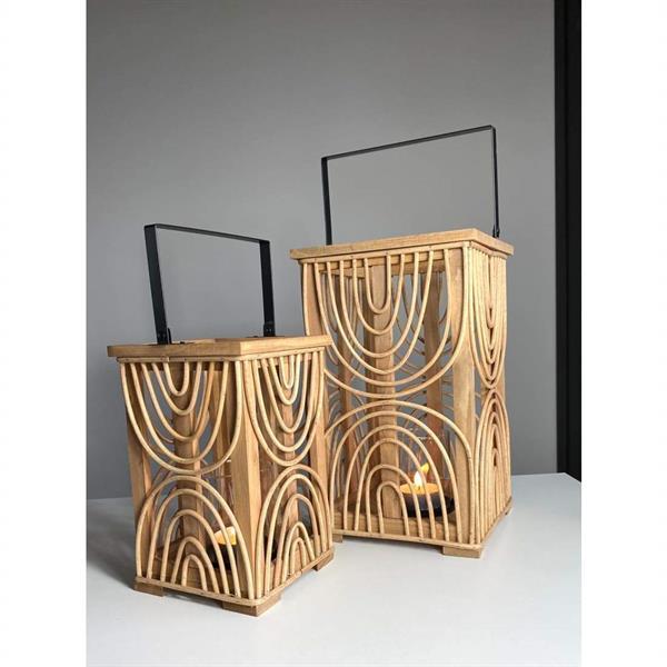 Grote foto ray windlicht rotan metaal licht bruin zwart groot huis en inrichting woningdecoratie