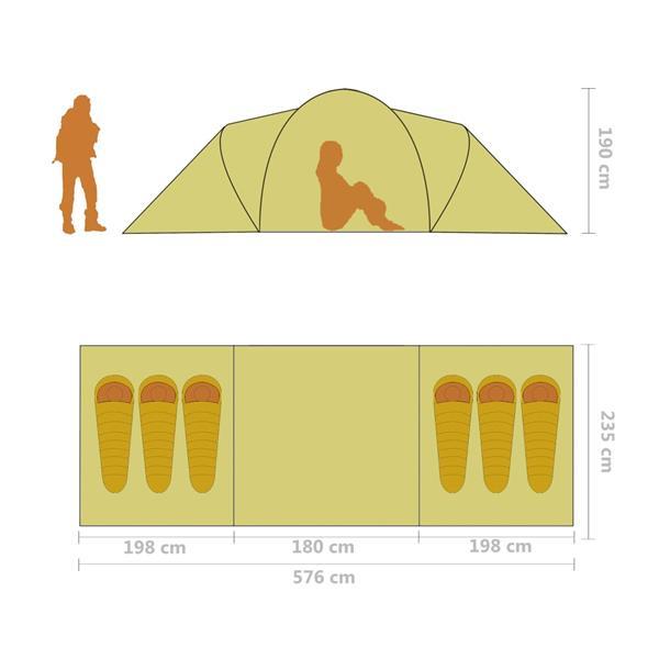 Grote foto vidaxl tent 6 persoons grijs en oranje caravans en kamperen kampeertoebehoren