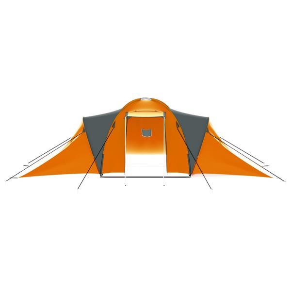 Grote foto vidaxl tent 9 persoons stof grijs en oranje caravans en kamperen kampeertoebehoren