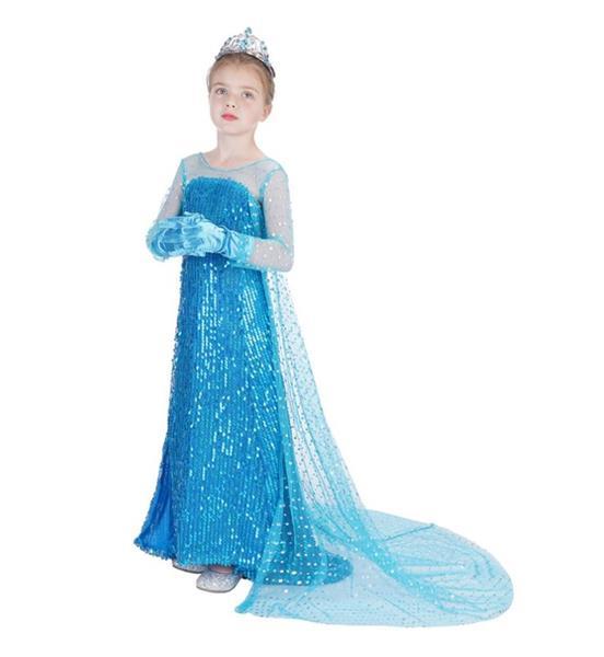 Grote foto elsa jurk ijskoningin blauw deluxe gratis kroon 4 5 jaar kinderen en baby overige