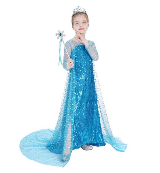 Grote foto elsa jurk ijskoningin blauw deluxe gratis kroon 4 5 jaar kinderen en baby overige