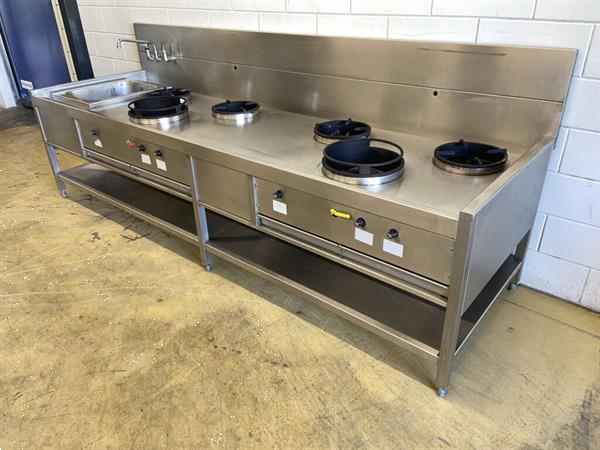 Grote foto rvs van holten woktafel wokfornuis 6 wokbranders 300 cm gas diversen overige diversen