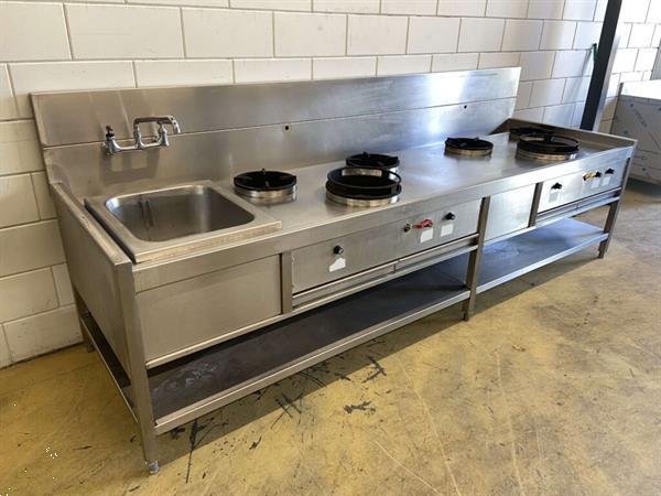 Grote foto rvs van holten woktafel wokfornuis 6 wokbranders 300 cm gas diversen overige diversen