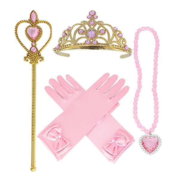 Grote foto goudkleurig roze prinsessen accessoireset toverstaf kro kleding dames verkleedkleding