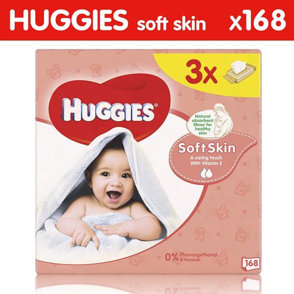 Grote foto huggies soft skin billendoekjes 168 babydoekjes kinderen en baby dekens en slaapzakjes