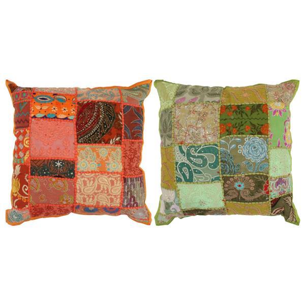 Grote foto kussens patchwork handgemaakt 45x45 cm oranje groen 2 st erotiek erotische fun artikelen