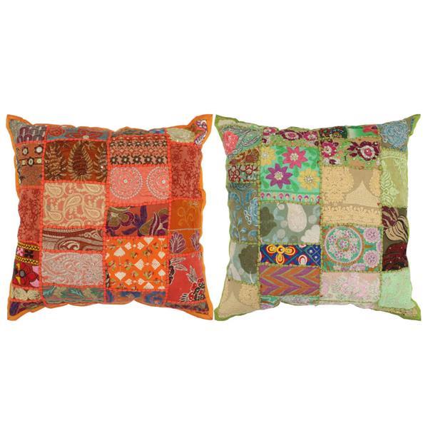 Grote foto kussens patchwork handgemaakt 45x45 cm oranje groen 2 st erotiek erotische fun artikelen