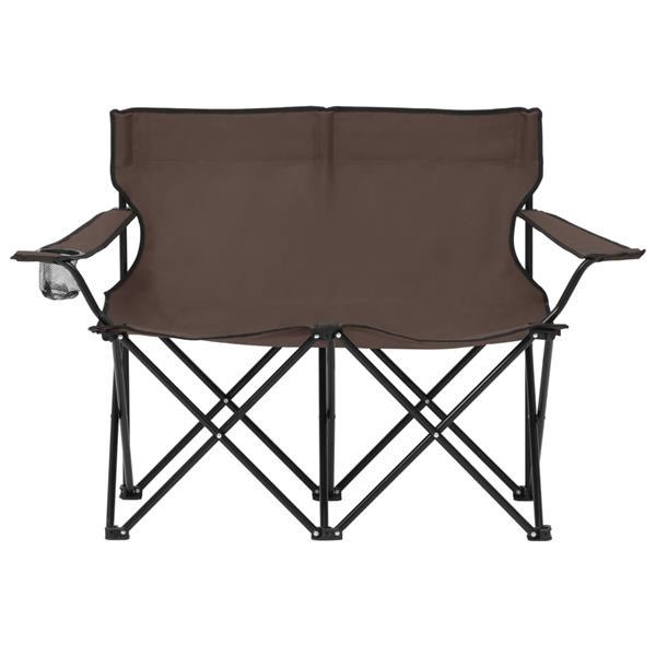 Grote foto vidaxl campingstoel 2 zits inklapbaar staal en stof taupe caravans en kamperen kampeertoebehoren