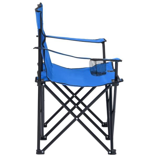 Grote foto vidaxl campingstoel 2 zits inklapbaar staal en stof blauw caravans en kamperen kampeertoebehoren