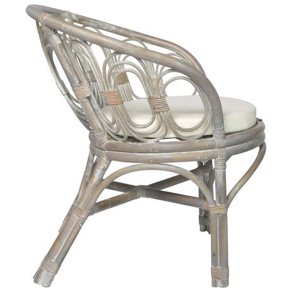 Grote foto vidaxl chaise de salle manger avec coussin gris rotin natu huis en inrichting stoelen