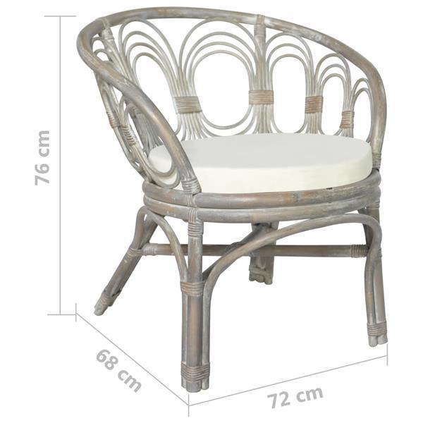 Grote foto vidaxl chaise de salle manger avec coussin gris rotin natu huis en inrichting stoelen