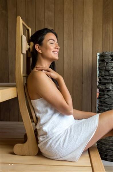 Grote foto halu rugsteun incl. hoofsteun red cedar beauty en gezondheid sauna