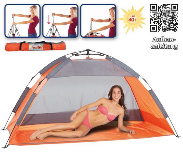 Grote foto strandtent 220 x 110 cm polyester oranje grijs caravans en kamperen tenten