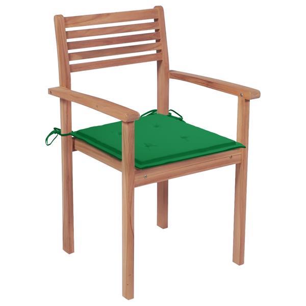 Grote foto vidaxl chaises de jardin 2 pcs avec coussins vert bois de te tuin en terras tuinmeubelen