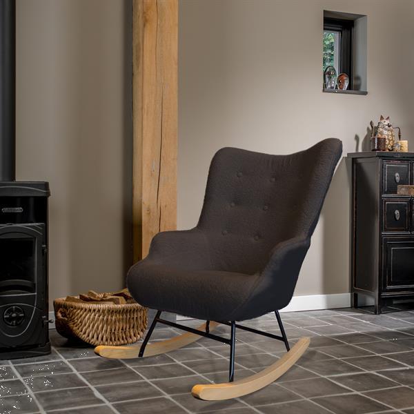 Grote foto schommelstoel mama zwart schaapjesstof hout en staal huis en inrichting stoelen