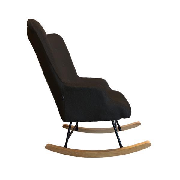 Grote foto schommelstoel mama zwart schaapjesstof hout en staal huis en inrichting stoelen