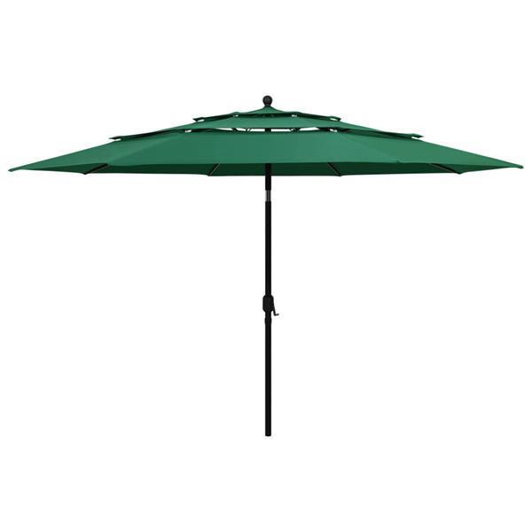 Grote foto vidaxl parasol 3 niveaux avec m t en aluminium vert 3 5 m tuin en terras overige tuin en terras