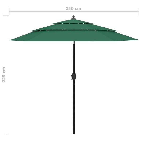 Grote foto vidaxl parasol 3 niveaux avec m t en aluminium vert 2 5 m tuin en terras overige tuin en terras